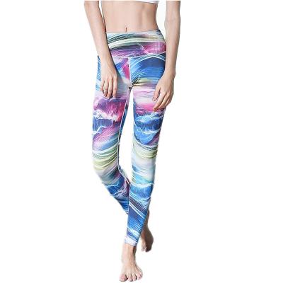 China CPG Global Women's Fitness Legging Sport Running Pants Yoga Watercolor Blue Print High Quality HK16 for sale