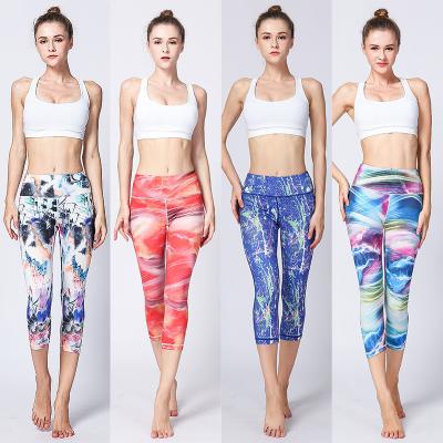 China CPG Global Women's Fitness Legging Sport Running Stretched Cropped Pants Yoga Watercolor Print High Quality HK41 for sale