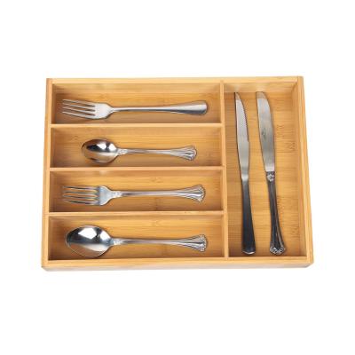 China Sustainable Bamboo Cutlery Tray and Drawer Cutlery Organizer Wholesale for sale