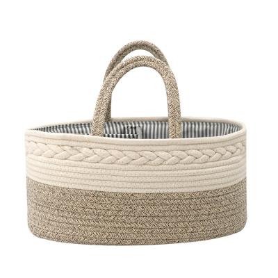 China Luxury Portable Baby Diaper Caddy With Removable Large Storage Capacity Cotton Rope Basket Baby Diaper Caddy for sale