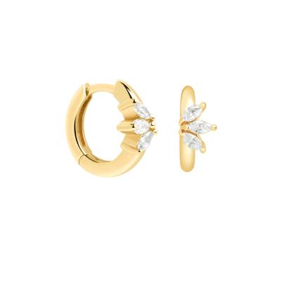 China 2021 Wholesale TRENDY earrings gold plated fan huggie earrings 925 silver hoop earrings for sale