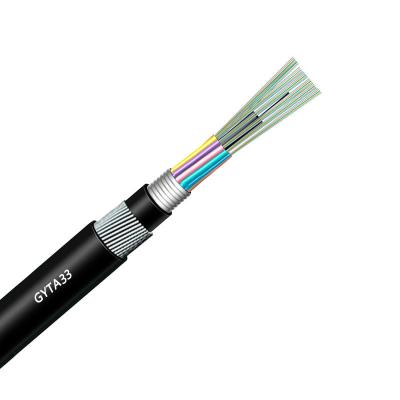 Cina Alta prestazione GYTA33 24 48 96 filo a fibra ottica di base G652D cavo a fibra ottica per esterno direttamente sepolto in vendita