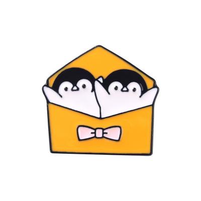 China Cute Anime Cartoon Penguin Europe Metal Badge Brooch Creative Pin Custom Clothing Decoration Envelope Badge for sale