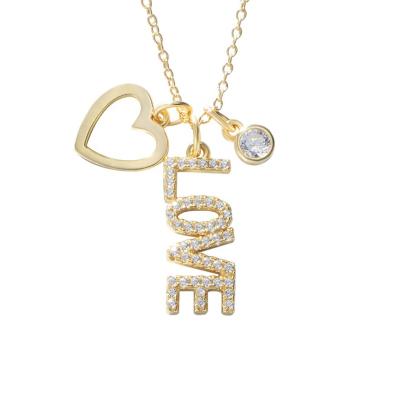 China FASHIONABLE New Design 925 Sterling Silver Hot Sale Romantic Lovers Love Letter Hearts Necklace for sale