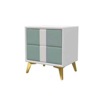 China Black White Blue Customized Wood Style Packing Modern Painted Bedroom Night Stand Side Table with 2 Drawers Design for sale