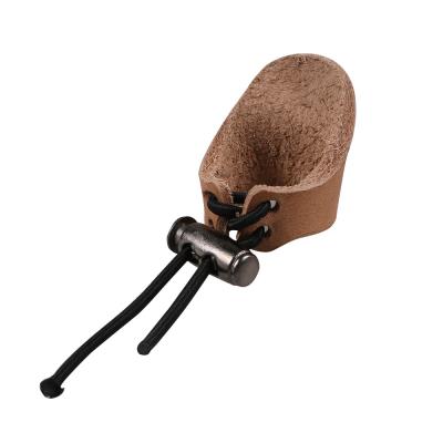 China Easy Use Cowhide Leather Archery Thumb Tabs Adjustable Finger Protector Handmade Archery Sleeve for sale