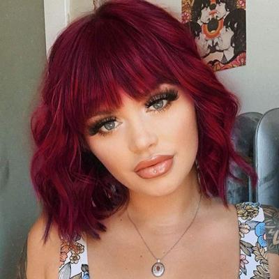 China Water Wave Hair Lace Front Bob Wigs With Bangs Human Hair Wigs for sale
