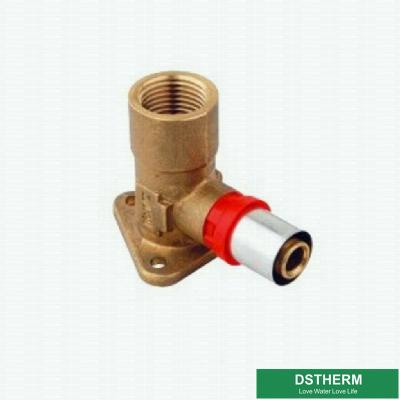 China Female Wall Plated Threaded Elbow Compression Double Straight Brass Press Union Fittings For Pex Aluminum Pex Pipe for sale