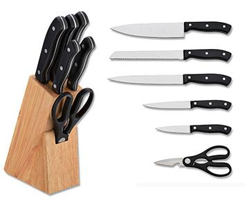 China Cheaper Price 5PCS Kithen Knife Set With POM Plastic Handle And Scissors In Wooden Block for sale