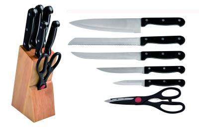 China Kitchen knife set with PP Handle Black Color in wood block Gift Product for sale