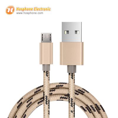 China Mobile Phone Types Metal Nylon Braided Micro USB Data Cable Charger USB Cable for Samsung Huawei for xiaomi for sale