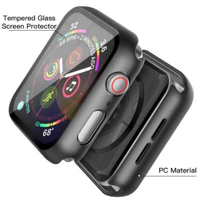 China Full Frame Bumper Matte Plastic Case 360 Protector Hard Case For Apple Watch 6/SE/5/4/3/2/1 Cover Temed Glass Film For iwatperch 4 /5 for sale