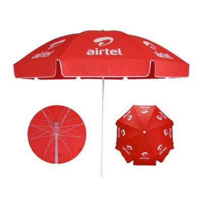 China Wholesale Outdoor Furniture Polish Stainless Steel Parasol Patio Silk Screen Printing Beach Umbrella for sale