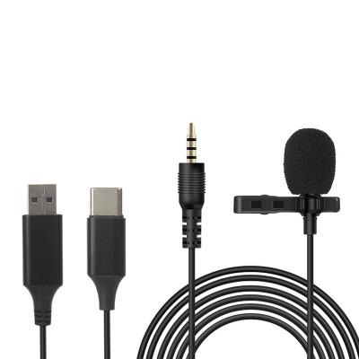 China Portable Mic Lavalier Mini Microphone Mic 3.5mm Wire Clip Cable Microphone For Phone Laptop Camera for sale