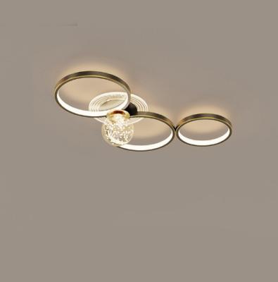 Cina Pendant light,Full copper three ring chandelier copper + acrylic 61*42CM three color light 55W in vendita
