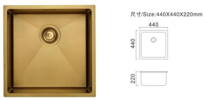 China Nano Coating Kitchen Sinks Handmade SS Gold Undermount Sink for sale