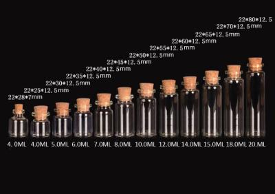 China 22mm Small Jars With Cork Tops, Glass Bottles for Storage, Good Quality and Competitive Price for sale