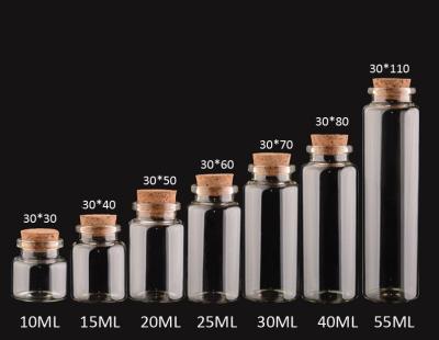 China 30mm Good Quality Empty Glass Jars Bottles with Cork lid, Glass Bottles for Storage, Decoration for sale