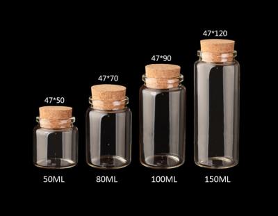 China 47mm Good Quality Glass Jars Bottles with Cork lid, for DIY, Arts & Crafts, Projects, Decoration for sale