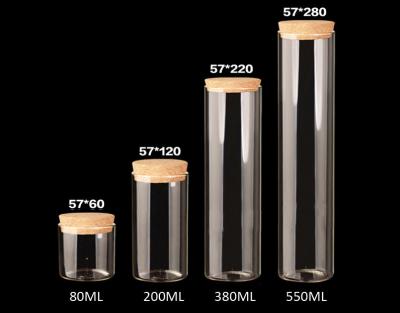 China 57mm Wholesale Empty Glass Jars Bottles with Cork lid, for Messages, Wedding Wish, DIY, Projects, Decoration for sale