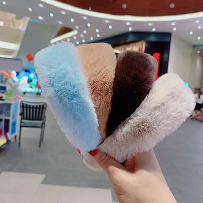 China Winter 26 Colors Rabbit Hairbands Faux Fur Hairy Headbands Mink Hair Soft Circle Faux Fur Headbands For Women 2021 for sale