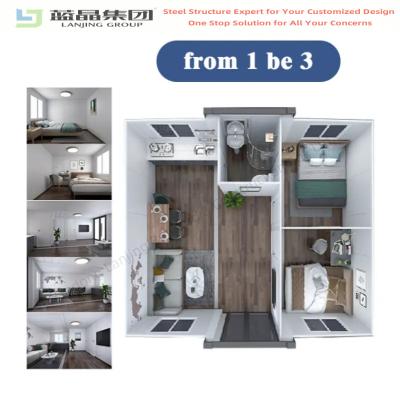 China Mobile Portable Prefabricated Container House 20ft 40ft Double Wing Luxury Tiny for sale