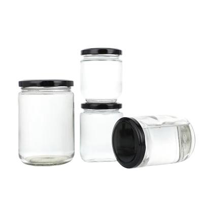 China Beverage Factory sales High Grade Hexagon Glass Honey Jars Jam Sauce Storage Bottle with Metal Lids for sale