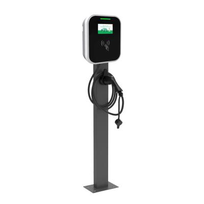 China Wall Mounted Smart EV Charger Type2 AC Charging Station Silver 5m Cable 7.4-11-22KW Te koop