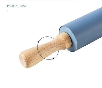 China Kitchen Tool Stocked Pins And Pastry Boards Multiple Colors Silicon Rolling Pin With Silicone Handle for sale
