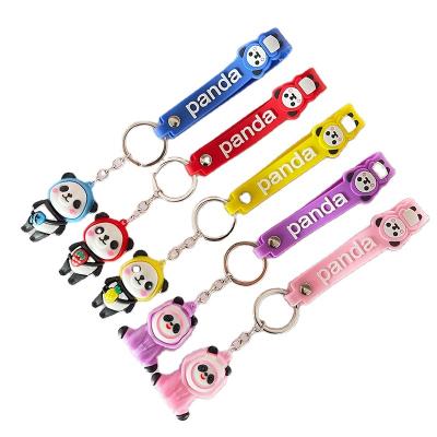 China Wholesale Plastic Cartoon Animal Doll Toy Cute Fruit Panda Keychain PVC Stick Key Chain Bag Pendant Gift for sale