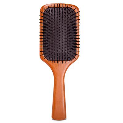 China Custom Logo Detangling Scalp Massage Wood Paddle Hair Brush For Sale for sale