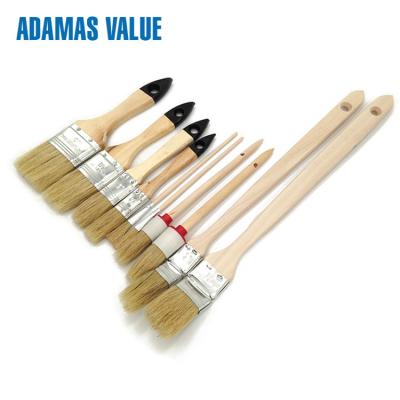 China Round Natural real bristle paint brushes Wooden Handle Real Hair Paint Brushes for sale