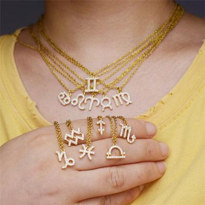 China Wholesale TRENDY Gold Stainless Steel Choker Choker Zodiac Necklace for sale