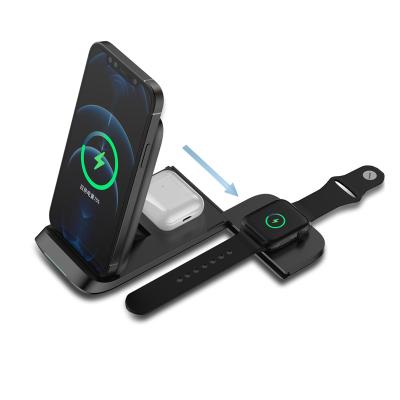 China China High Speed New 3 in 1 Wireless Charger Foldable Phone Holder Smart 3 Chips PD Radio Charging Station for sale