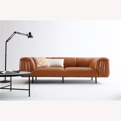 China Modern Genuine Leather Chesterfield Sofa Brown For Home Minimalism Living Room Sofa Design for sale