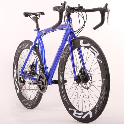 China Aluminum Alloy Frame Road Bike Steel Disc Brake Racing Bike 700C Wheel Size 24 Speed Cycling Bicycle for sale