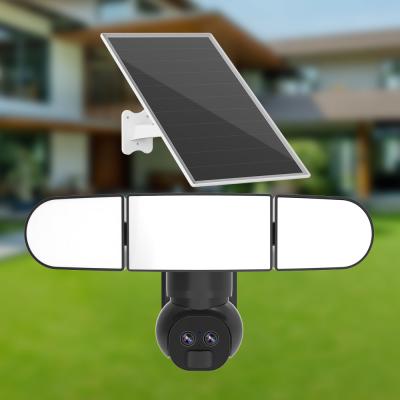 China 6MP 4G Dual Lens Spotlight Camera 1500 Lumens LED Cámara de red solar IP65 a prueba de agua en venta