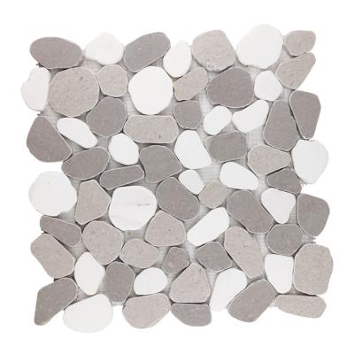 China CLASSIC Popular Cinderella + Dolomite Pebble-Look White Marble Mosaic Flooring for sale