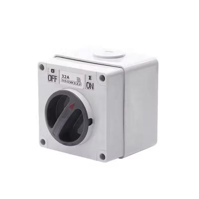 China Changeover Isolator Switch IP66 Australia Standard 56SW232 2 Pole 500V AC 32Amp Square Manual Weatherproof Enclosed Isolator Switch Wth SAA for sale