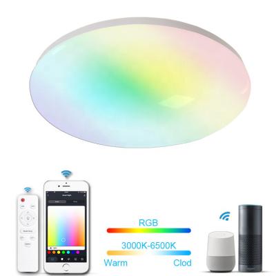China Modern Home Smart Tuya Wifi Google Alexa Voice Control Modern Round LED Ceiling Light Intelligent Dimmable CCT Decorative Ceiling Lamp for sale