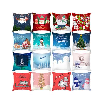 China Wholesale Home Decor Cartoon Anti Dust Mite Printing Pillow Cover Christmas Ornaments Happy Christmas Gifts Sofa Cushion Cover for sale