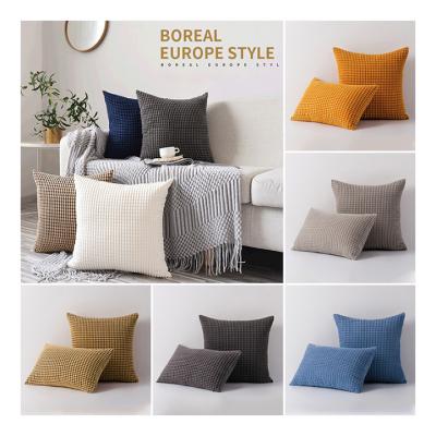 China Home Decor Corduroy Velvet Couch Cushion Cover Anti Dust Mite Sofa Solid Square Fundas Cojines Throw Pillow Case Nordic Single Plain for sale