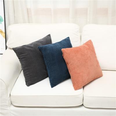 China Anti Dust Mite Home Decorations Fit Soft Striped Corduroy Plush Velvet Cushion Covers For Sofa Couch for sale