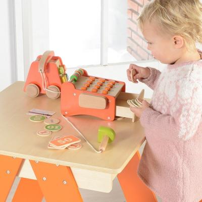China Beech Wood Children Role Play Toy Shopping Experience Toy Cash Register Wooden Game for Kindergarten for sale