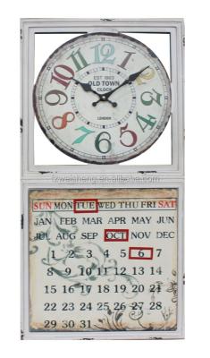 China Calendar Design Solid Wood Antique Decorated Wooden Wall Clock for sale