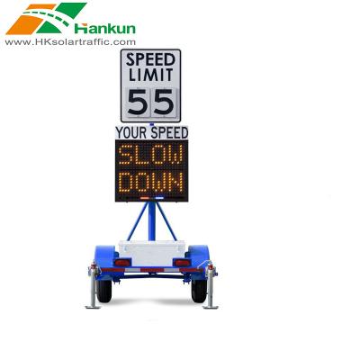 China Small Led Signs Display Mini Message Two-Color Outdoor Mobile Trailer Detective Speed Radar Pedestrian Road Sign for sale