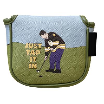 China Funny Golf Headcover Custom Golf Club Head Covers For Mallet Putter Cover Premium Leather Golf Headcovers D520003 for sale
