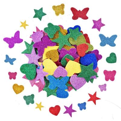 China Easy Cut Self Adhesive Star Mini Heart Butterfly Shapes Stickers of 6 Sets Glitter Foam Stickers for Kid's Arts Craft Supplies Birthday for sale