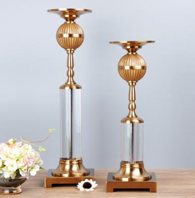 China Golden Brass Classic Metal ODM Crystal Candle Holder Craft for sale