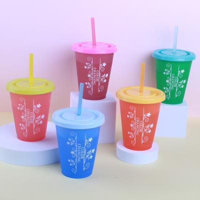 China Viable Plastic Color Changing Reusable Cold Iced Coffee Water Drink Summer Plastic Cups Tumbler for sale